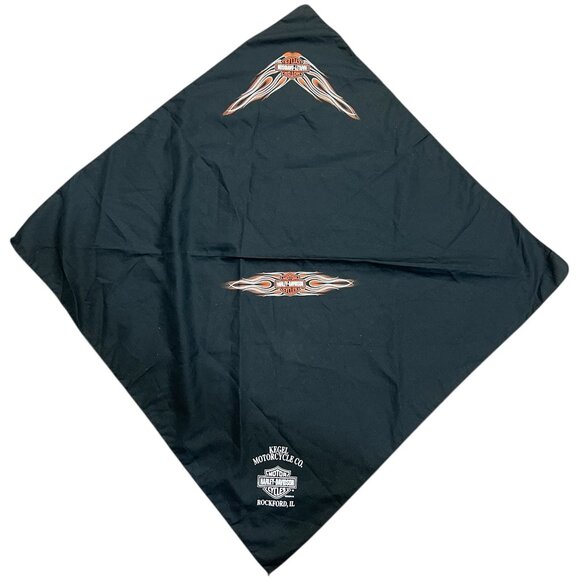 Vintage 2002 Harley Davidson Bandana Kegal Motorcycle Rockford, IL Black/Orange - Picture 1 of 3